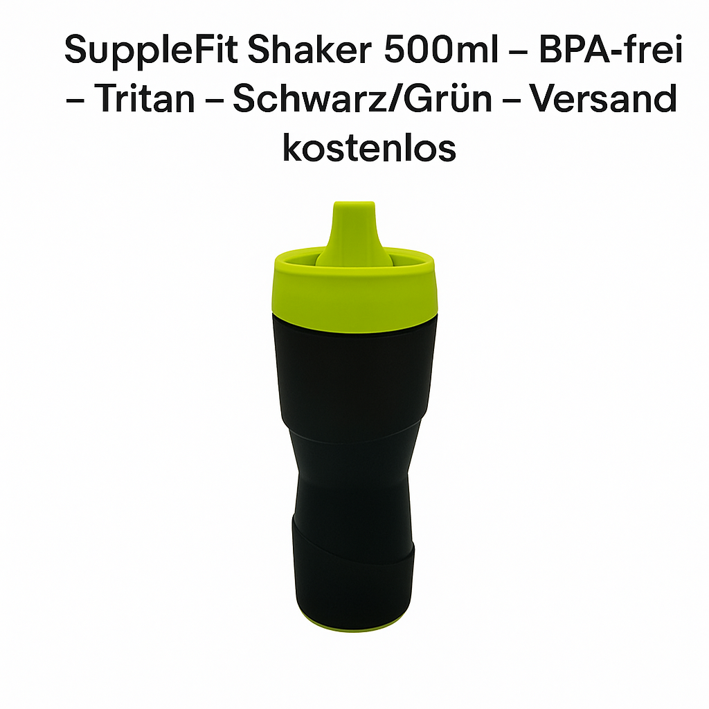 SuppleFit Shaker 500ml BPA-frei Tritan Spülmaschinenfest Fitness Trinkflasche