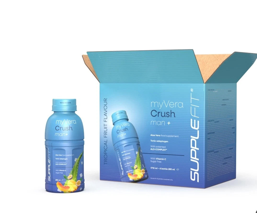 MYVERA CRUSH Man+ 12x285ml | Aloe Vera + Vitamin C | Energie & Vitalität