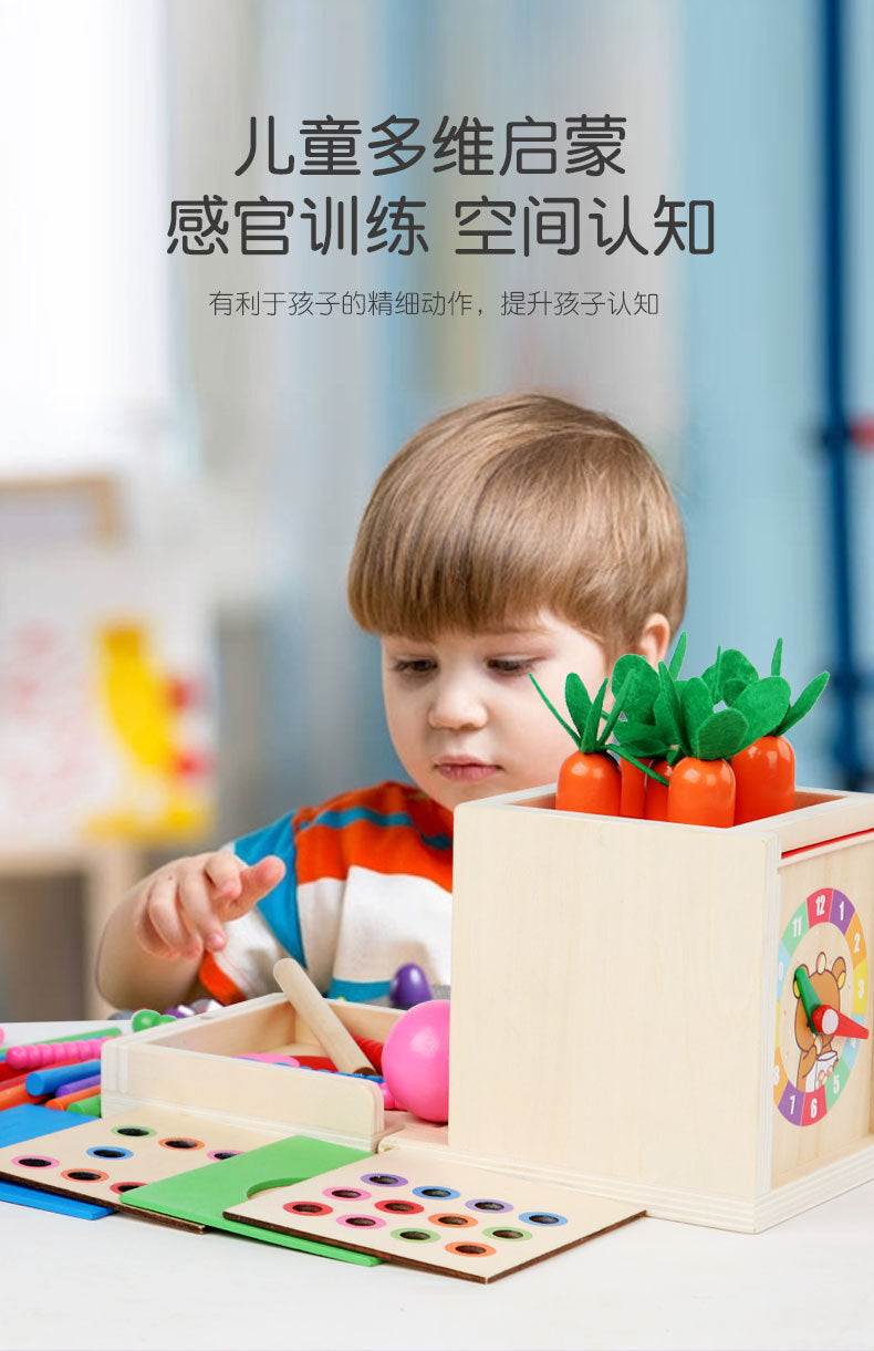 Montessori Holz Lernbox – Multifunktionales Steck- & Formenpuzzle für Kinder