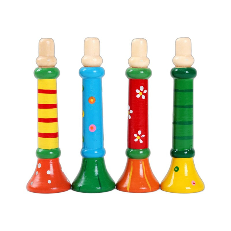Kleine Kindertröte Trompete aus Holz für Kinder ab 3 Jahre – Blasinstrument im Harmonika-Stil