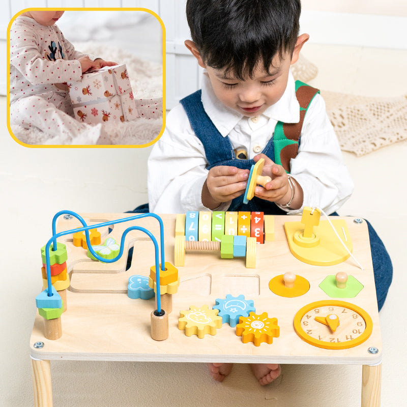 Montessori Beschäftigung Board - Lernspielzeug mit Tisch für Kinder ab 1 Jahr