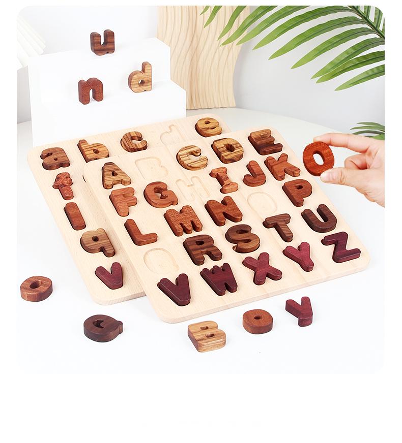 Buchstaben-Zahlen-Puzzle aus Holz – Lernspaß für Kinderhände