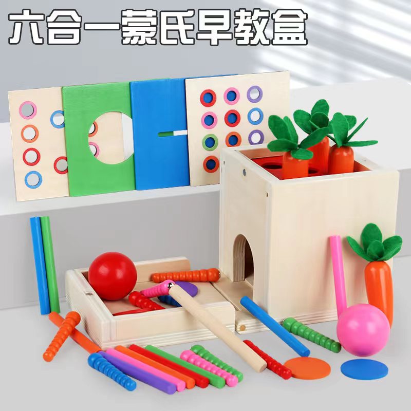 Montessori Holz Lernbox – Multifunktionales Steck- & Formenpuzzle für Kinder