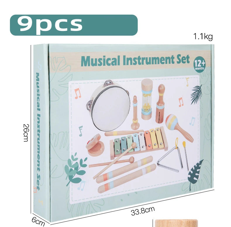 Montessori Holz Instrumenten Set für kleine Klangforscher (6, 8 und 9-teilig)