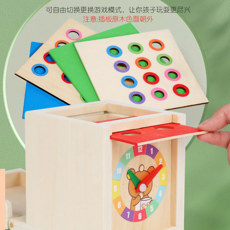Montessori Holz Lernbox – Multifunktionales Steck- & Formenpuzzle für Kinder
