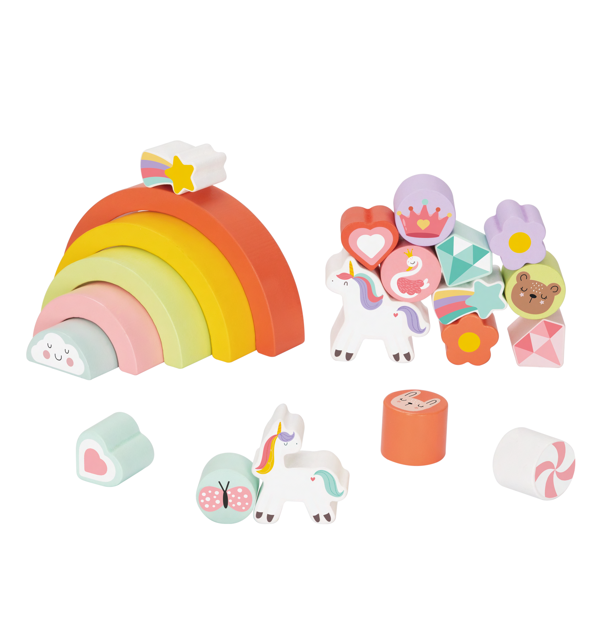 Holz Einhorn Balance Stapelspiel – Montessori Baustein-Set für Kleinkinder