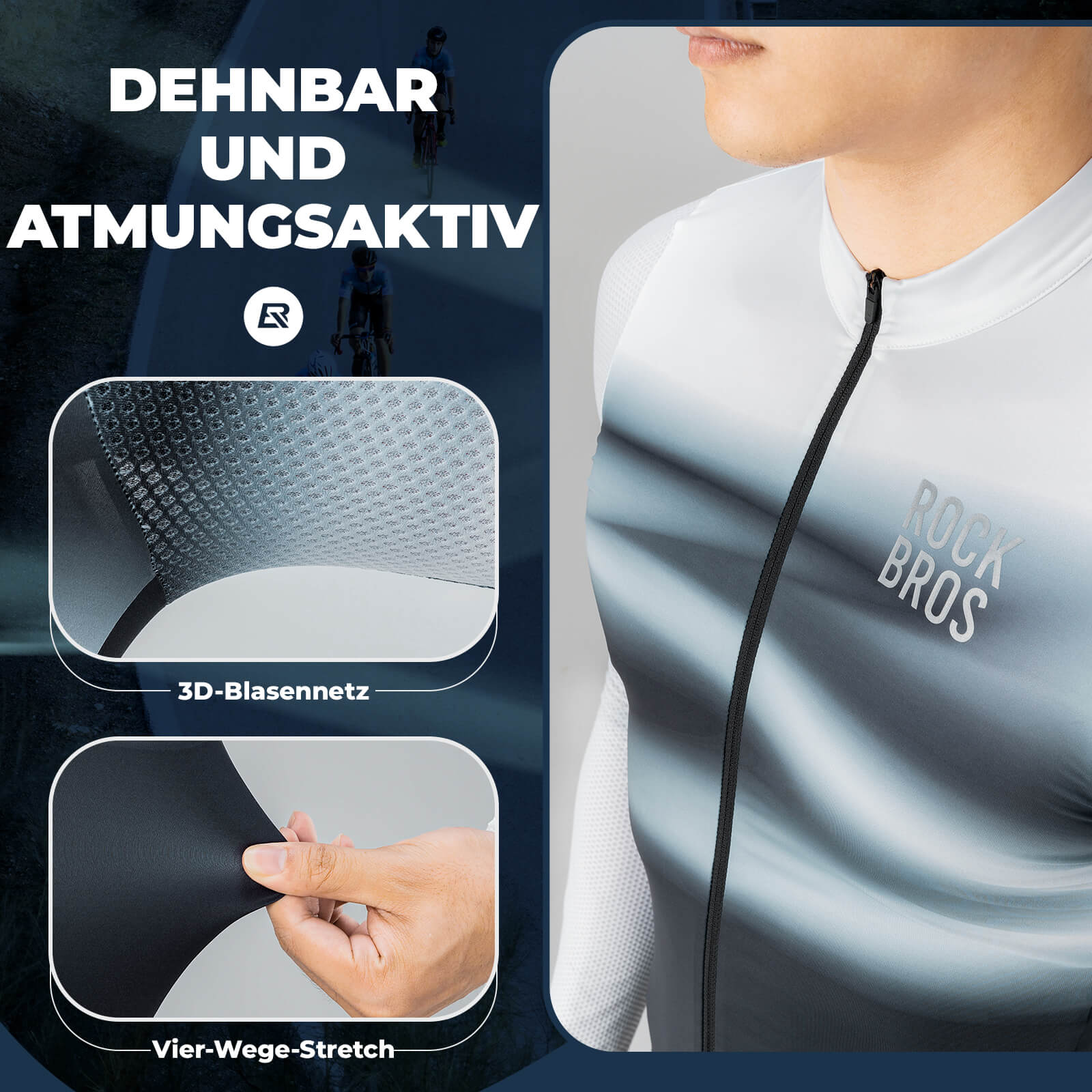 Herren Langarm-Radtrikot Schnell Trocknend Atmungsaktiv