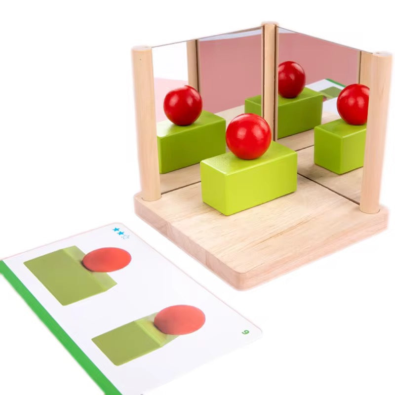 Kinder-Spiegel-Symmetrie-Spiel mit Holzbausteinen Geometrische Formen