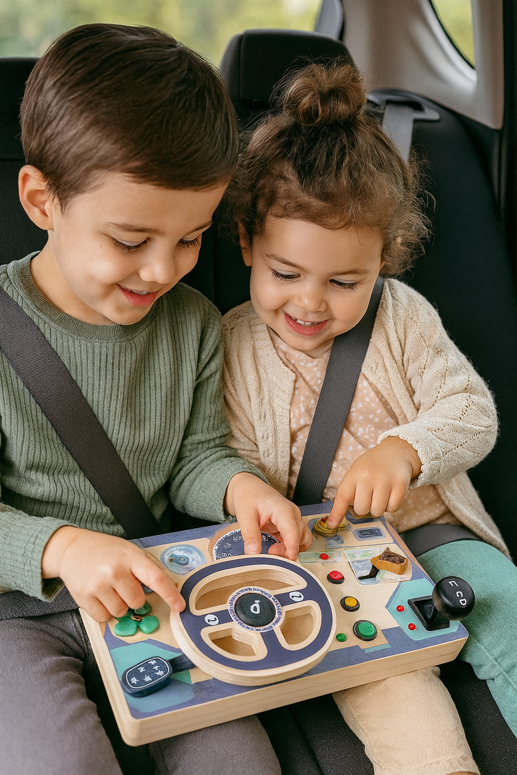 Montessori Holzlenkrad Busyboard – Lichtschalterkasten & Reisespielzeug