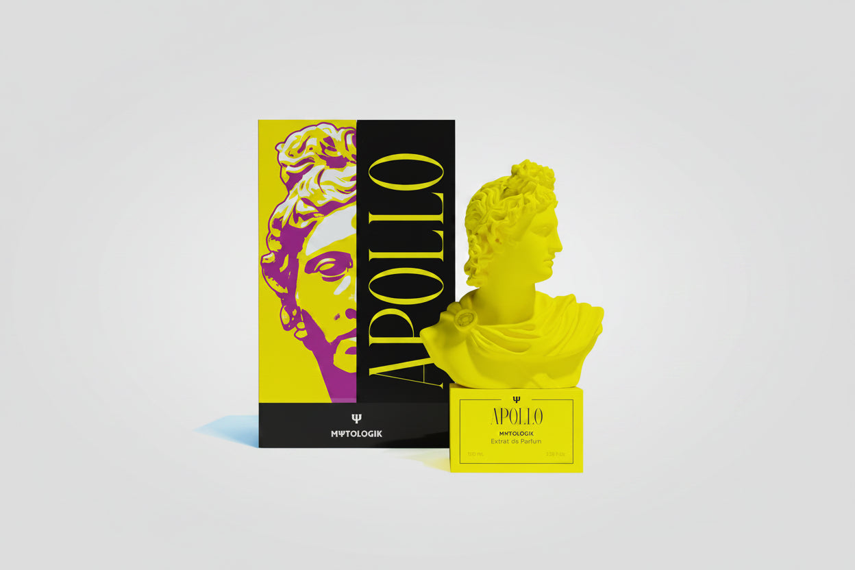 MΨTΟLOGIK APOLLO Extrait de Parfum 100ml – EXCITELUXURY. Goldene Eleganz mit Ananas, Weihrauch und Praline. Exklusives Parfum der Private Collection.