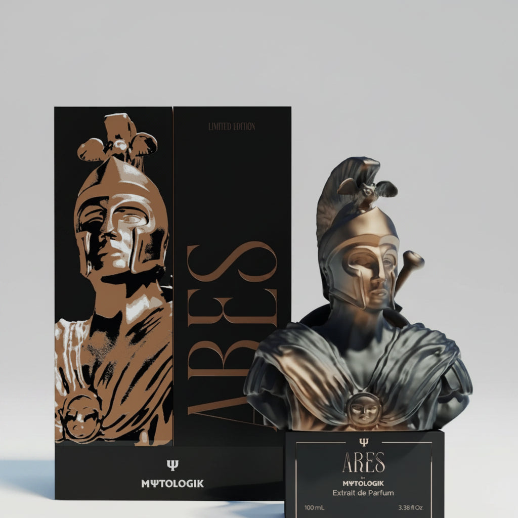 MΨTΟLOGIK ARES Extrait de Parfum 100ml – EXCITELUXURY. Intensiv und provokativ mit Pfeffer, Blutnote und Skin-Akkord. Maximale Haltbarkeit.