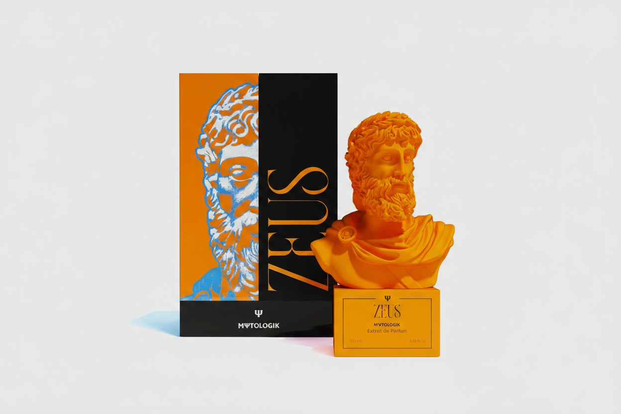 MΨTΟLOGIK ZEUS Extrait de Parfum 100ml – EXCITELUXURY. Kraftvoller Herrenduft mit Rum, Zimt und Tabakblüte. Hohe Intensität durch 30% Duftöl.