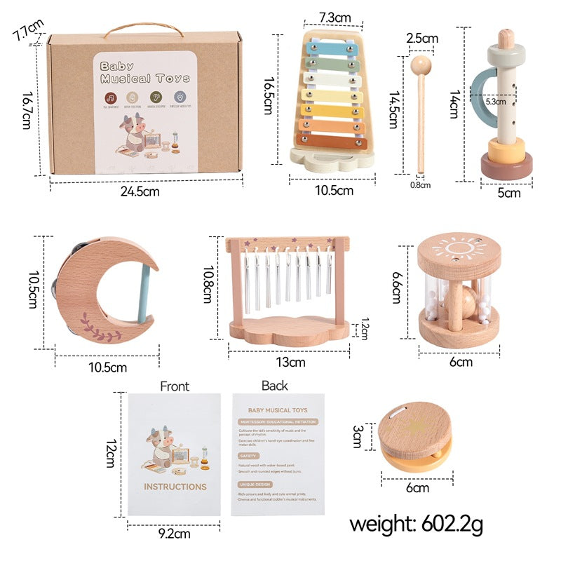 Holz-Musik Set mit Rassel – Rhythmus Spaß für kleine Musikfreunde