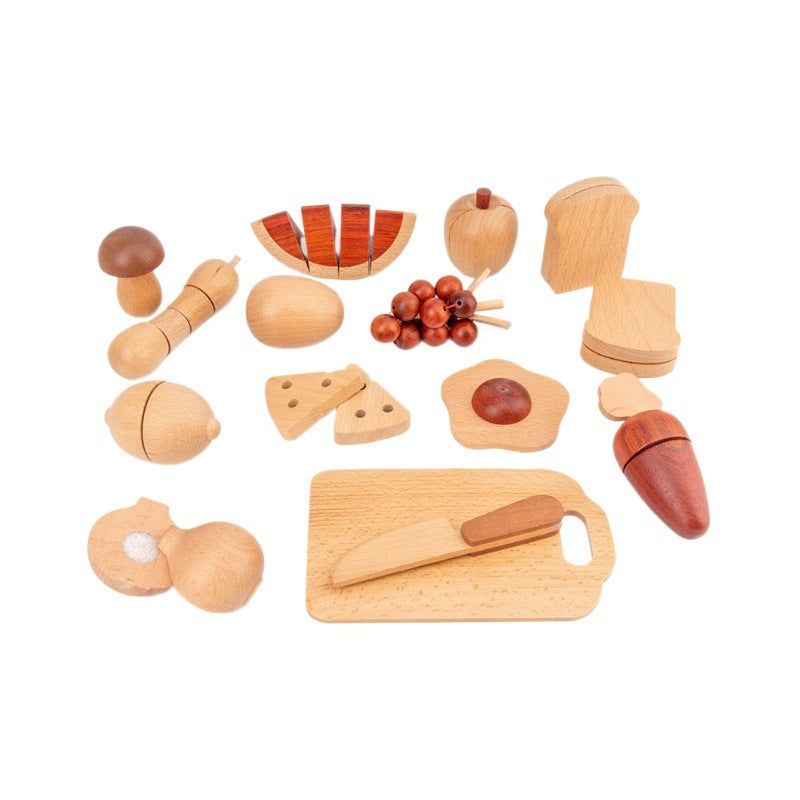 Holzlebensmitteln mit Zubehör – Lebensmittelspielzeug für fantasievolles Spielen