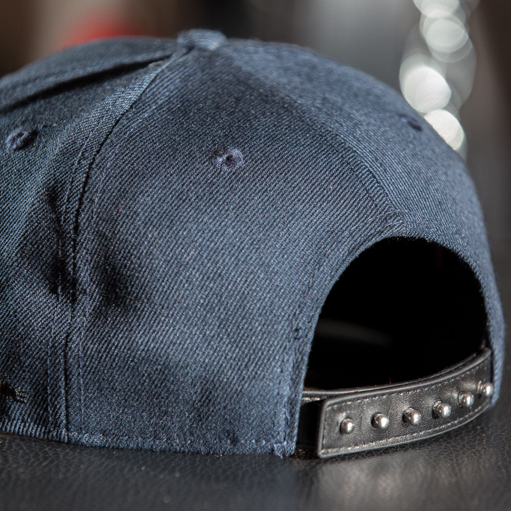Leathersnap Cap - Navy Blue & Black