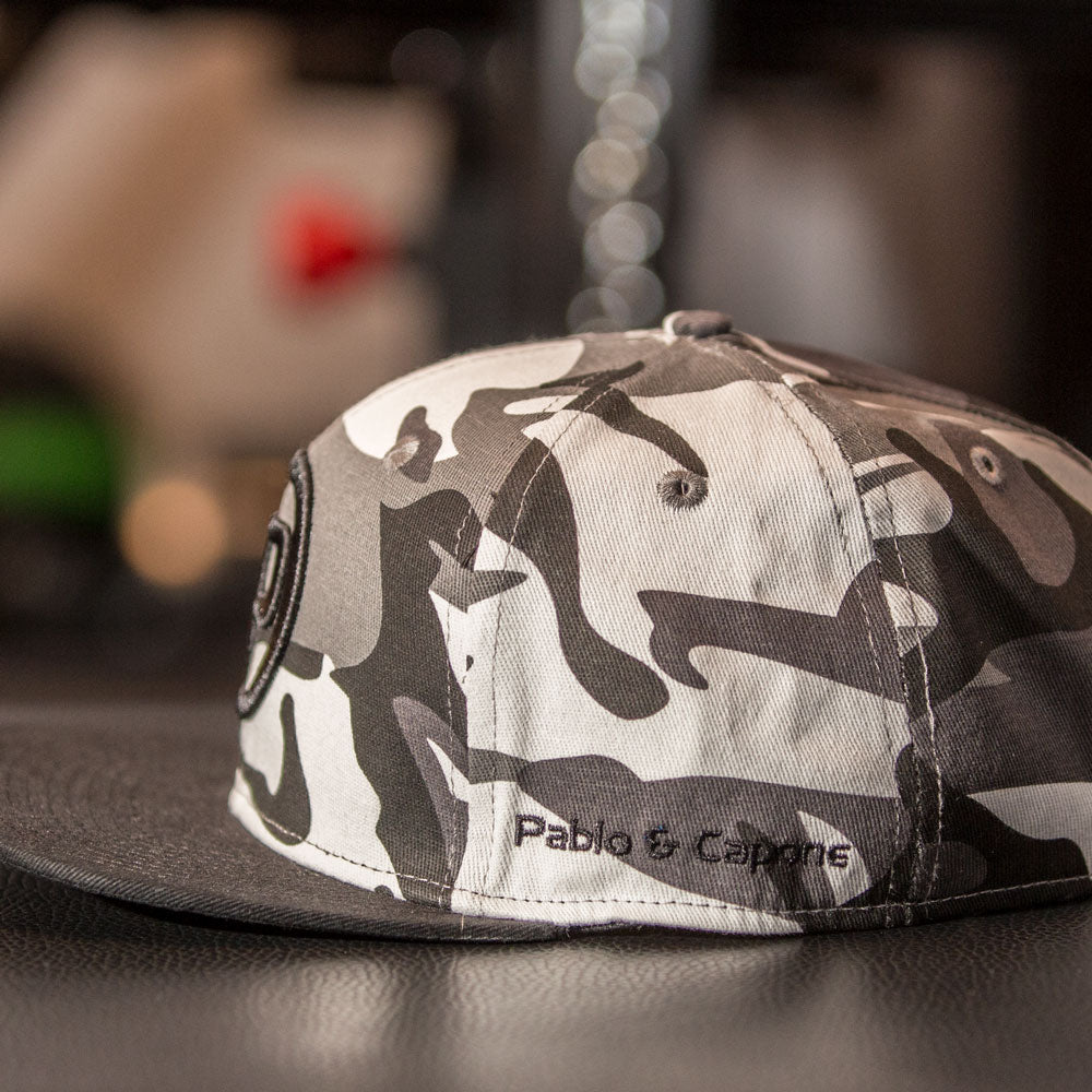 Snapback Cap - White Camo & Black