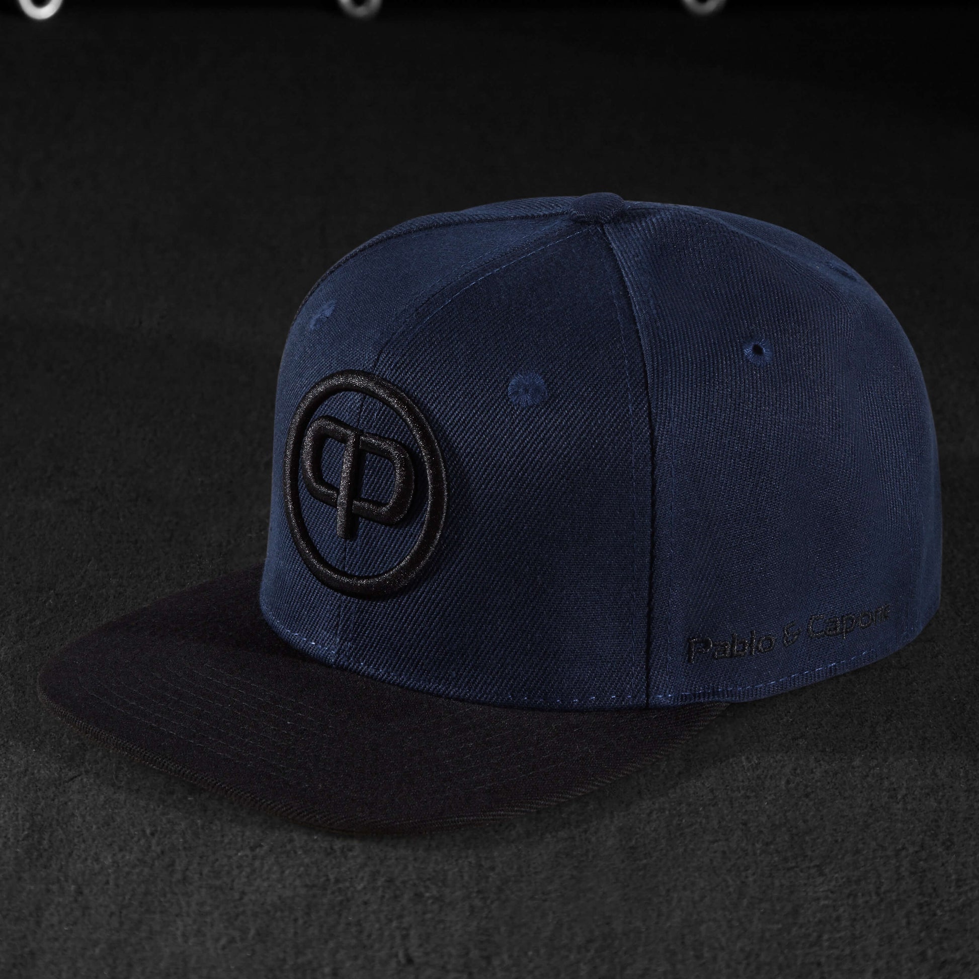Snapback Cap - Navy Blue on Black