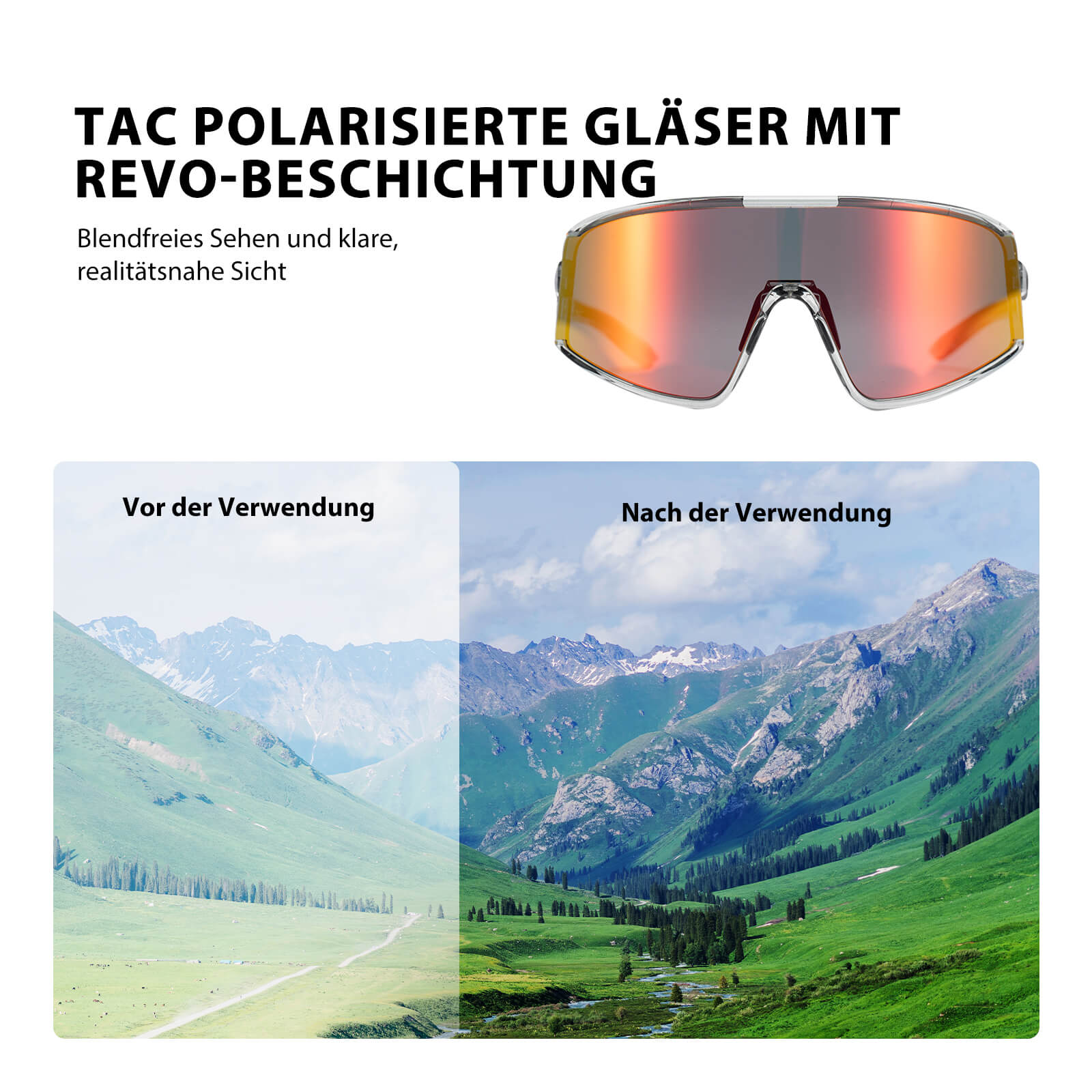 Polarisierte Fahrradbrille Ultraleicht UV400 Schutz 4 Farben