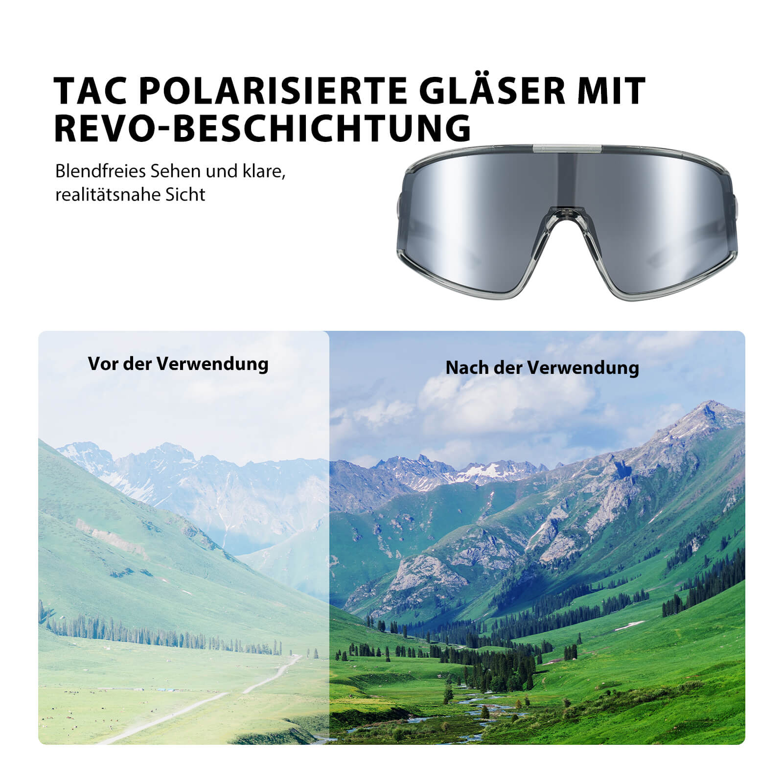 Polarisierte Fahrradbrille Ultraleicht UV400 Schutz 4 Farben
