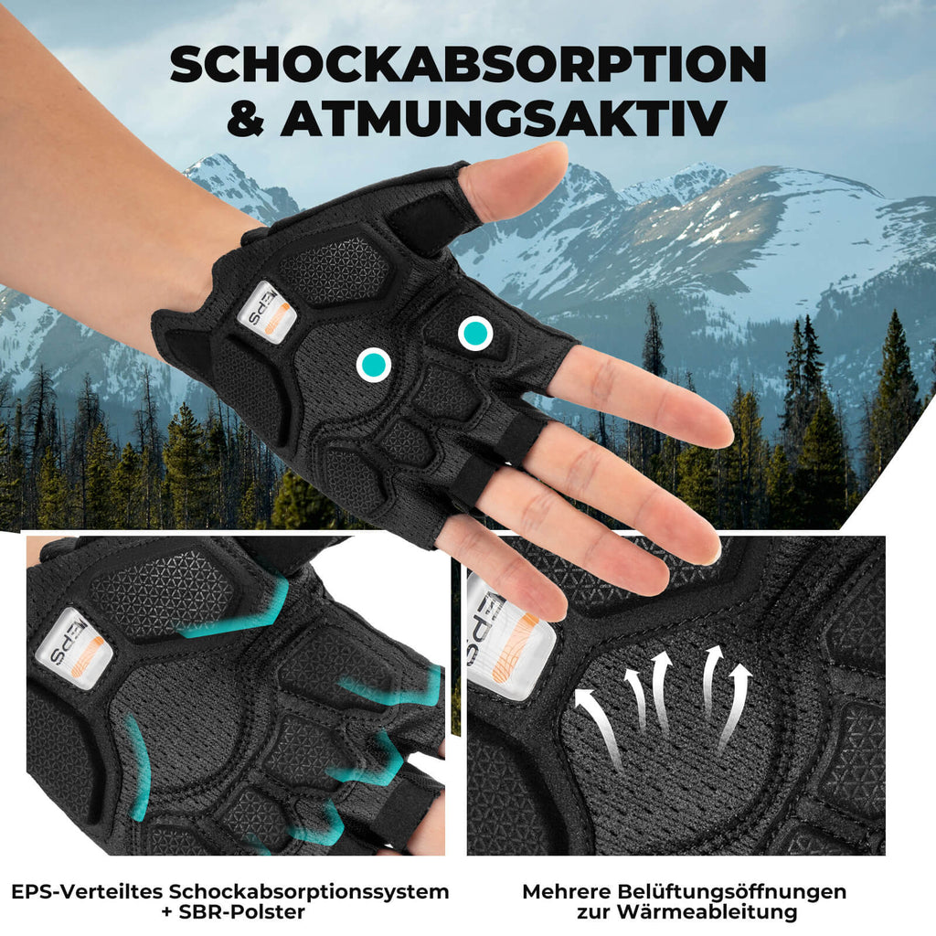 ROAD TO SKY Fahrradhandschuhe Halbfinger SBR Polsterung atmungsaktiv rutschfest