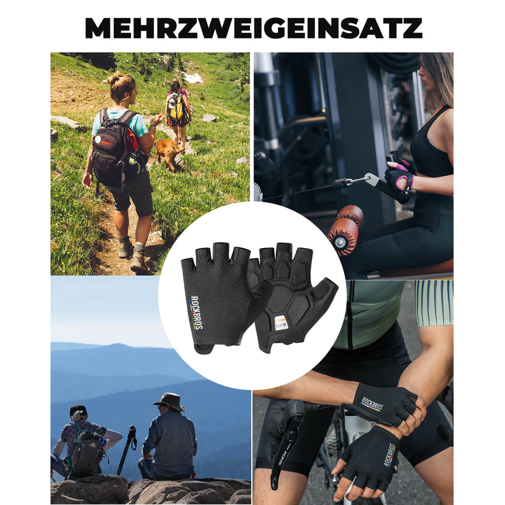ROAD TO SKY Fahrradhandschuhe Halbfinger SBR Polsterung atmungsaktiv rutschfest