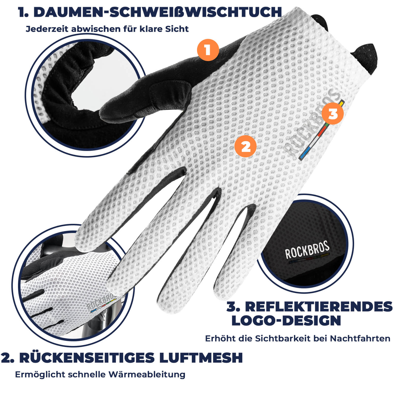 ROAD TO SKY Touchscreen Fahrradhandschuhe SBR Polsterung atmungsaktiv