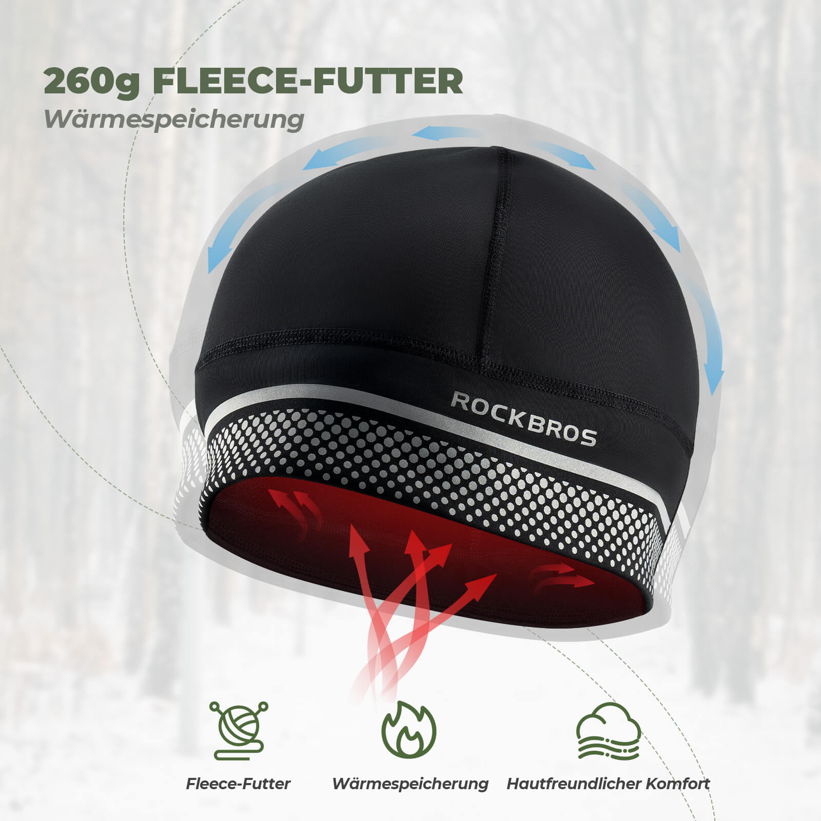 Fahrrad Mütze Fleece Helmmütze Wärmespeicherung