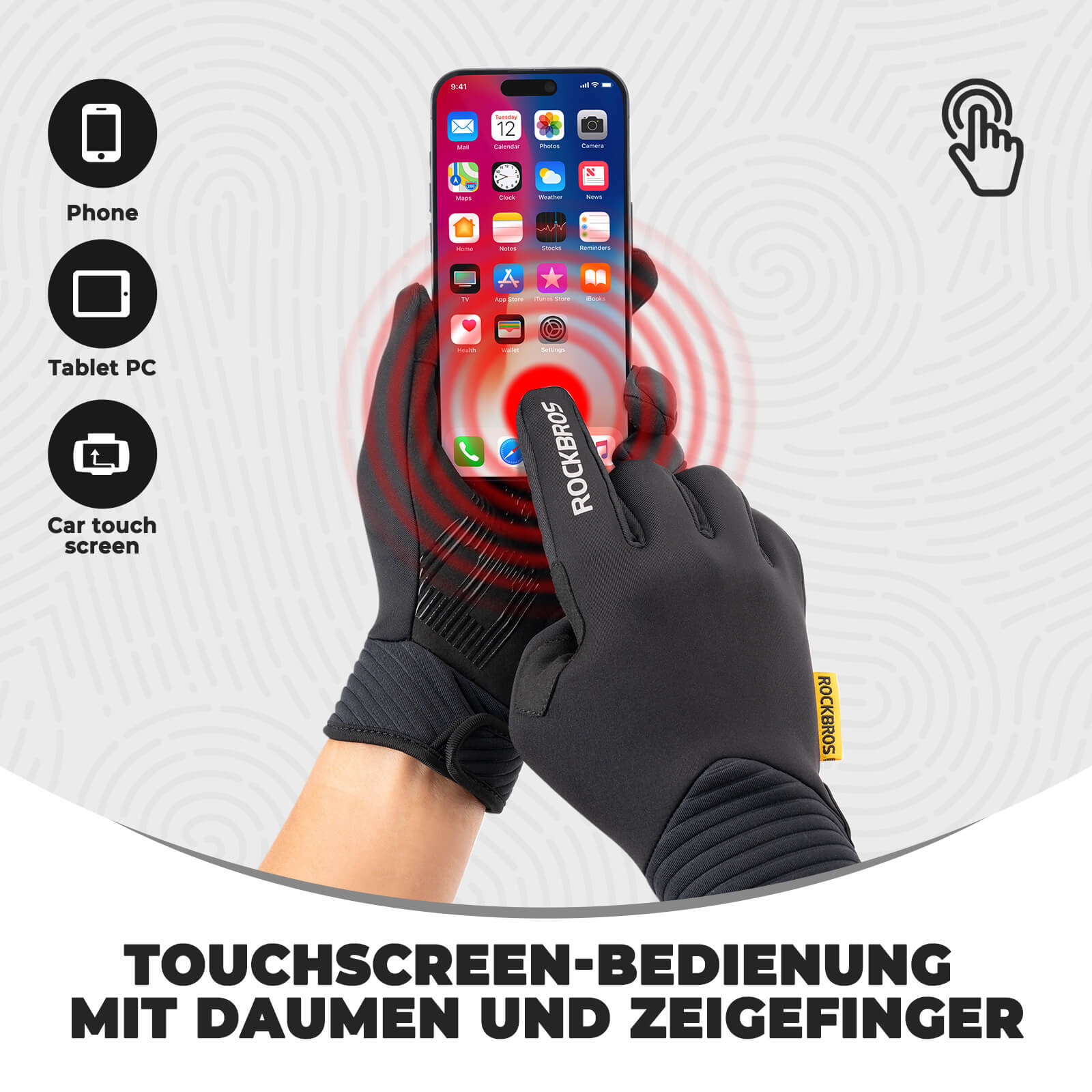 ROCKBROS Fahrradhandschuhe Touchscreen-fähig mit SBR-Polsterung