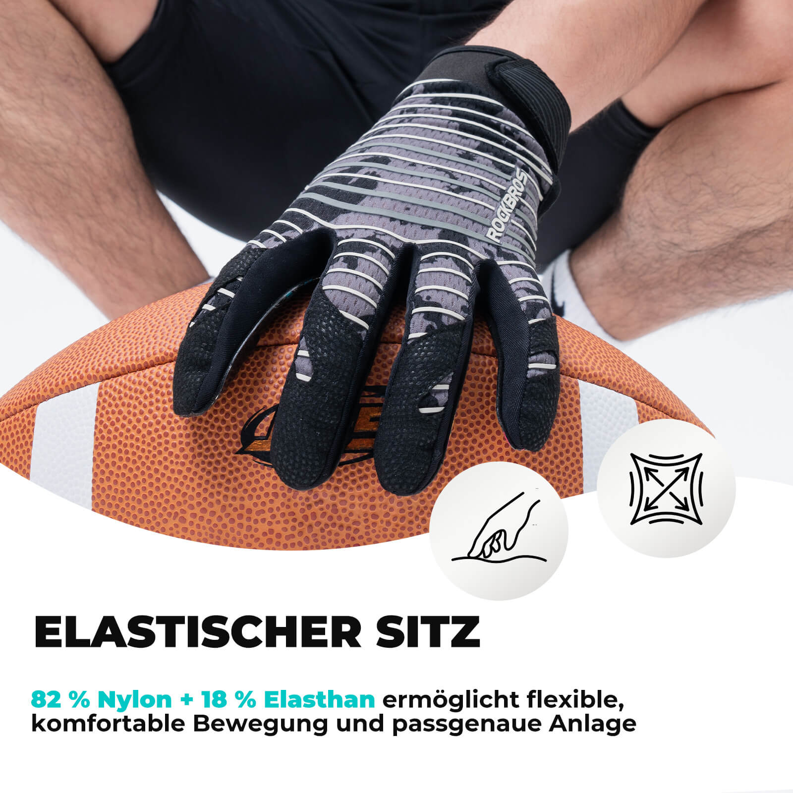 ROCKBROS Erwachsene Profi-Sporthandschuhe Atmungsaktiv Elastisch