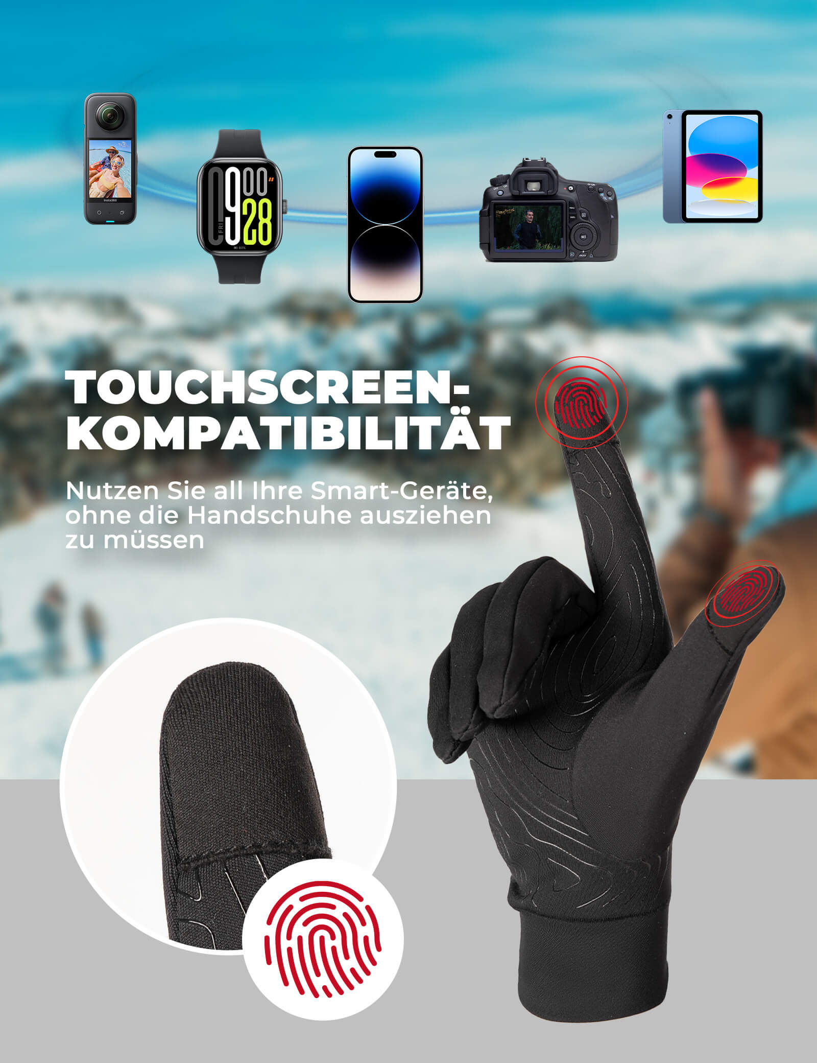 ROCKBROS Fahrradhandschuhe Anti-Rutsch Reflektierend