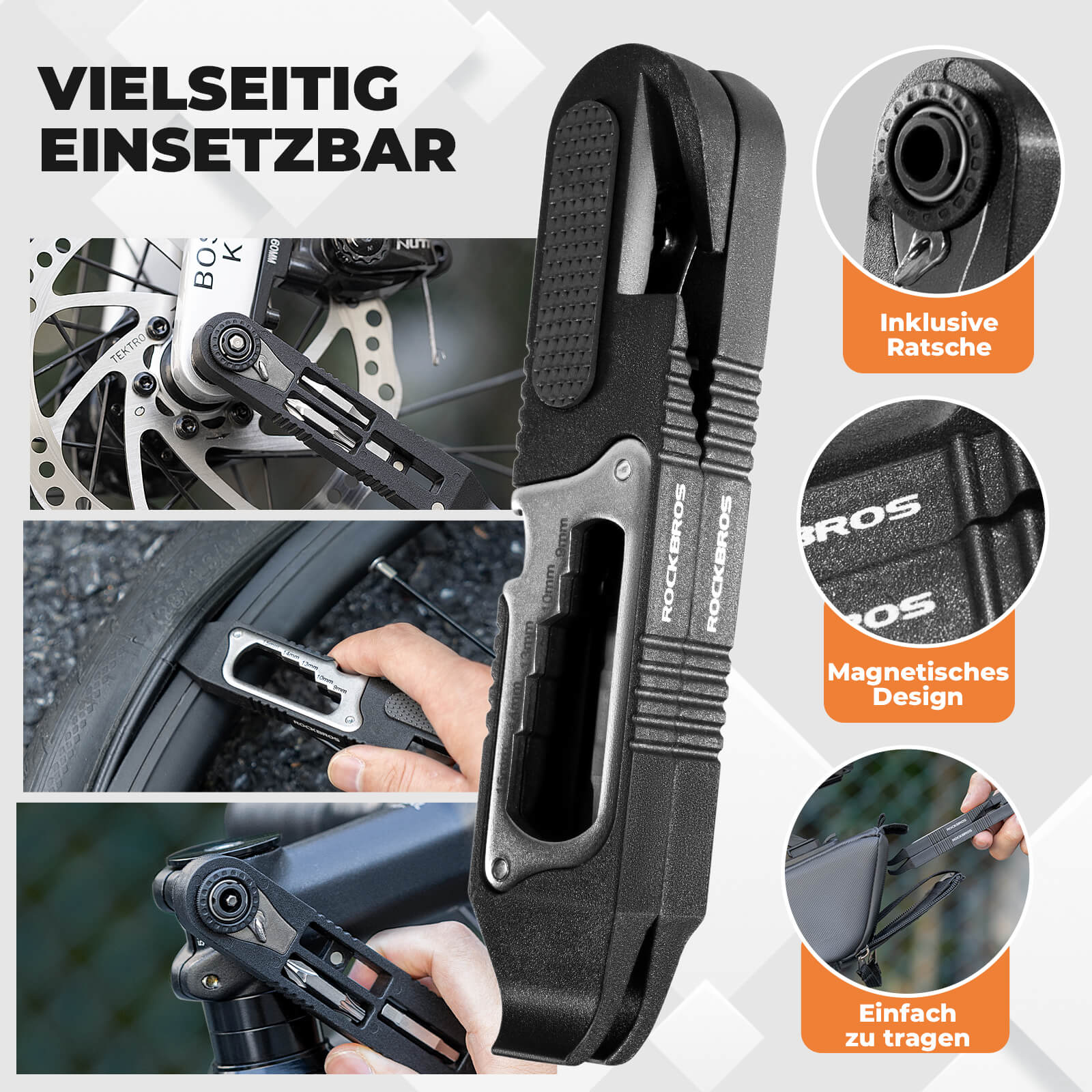 16 in 1 Fahrradwerkzeug Mini Tool Set Reifenheber mit Ratschenschlüssel
