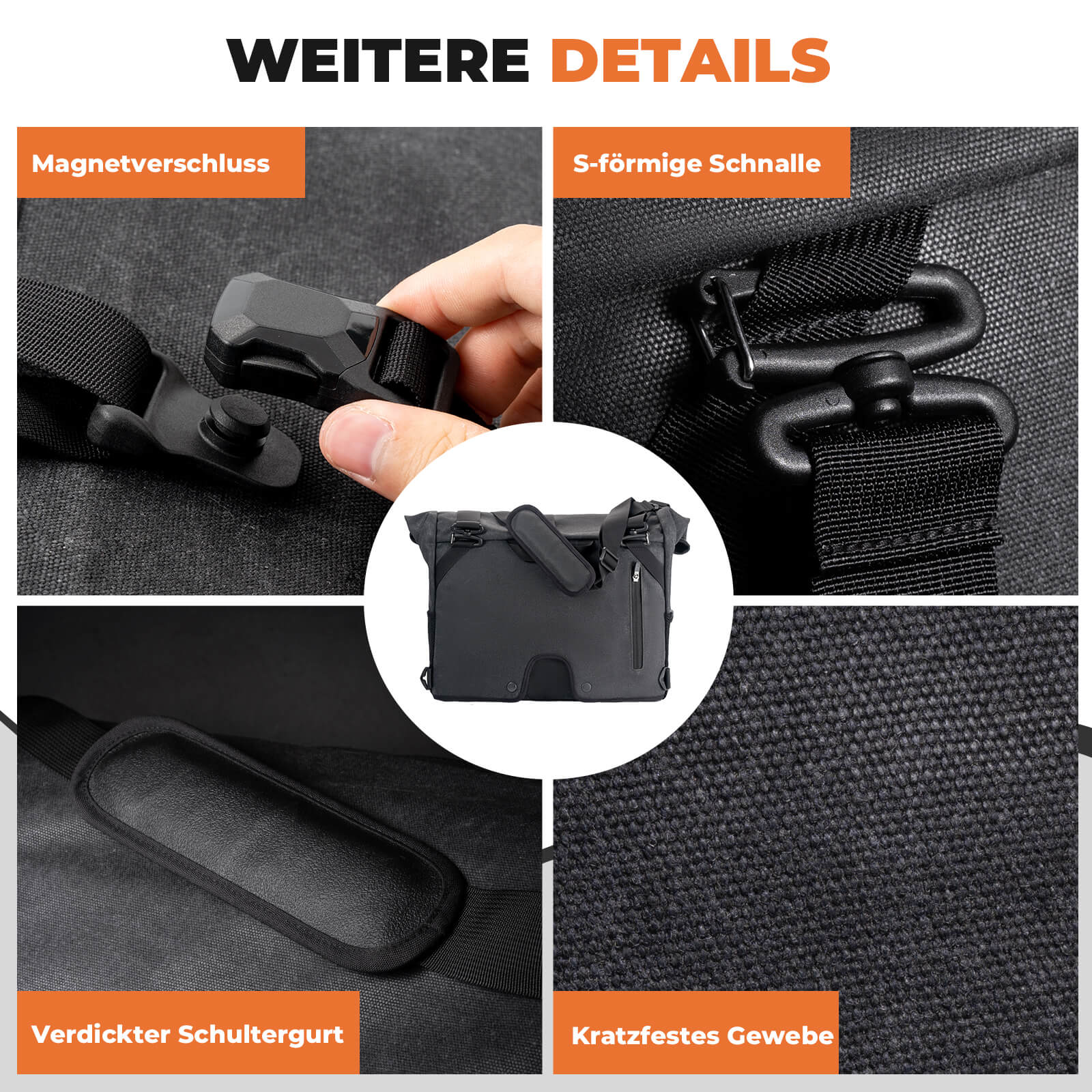 4-in-1 Fahrradtasche für Brompton Magnetverschluss 8-10L