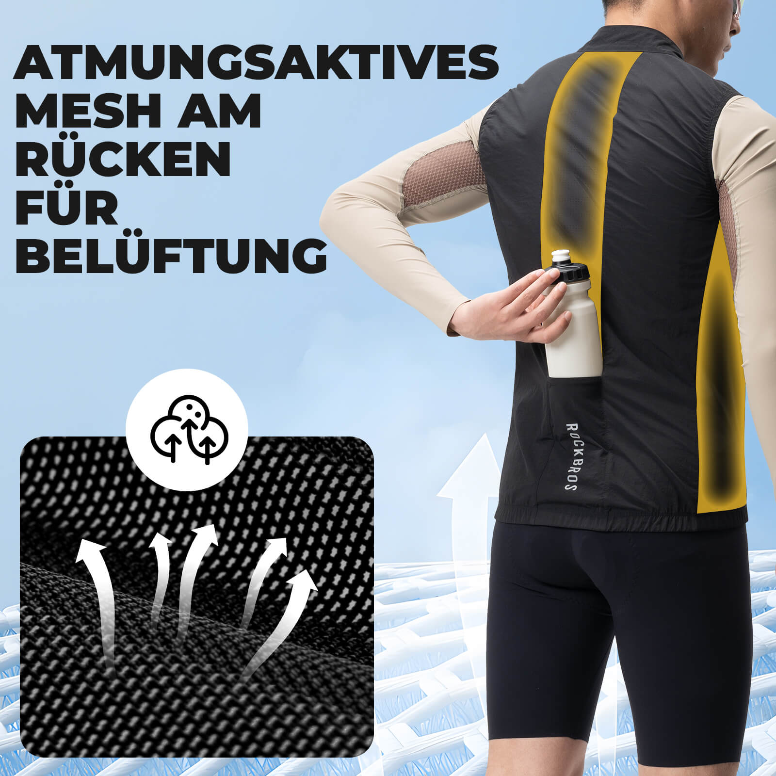 Ärmellose Fahrradweste Fahrradjacke Packbar Atmungsaktiv