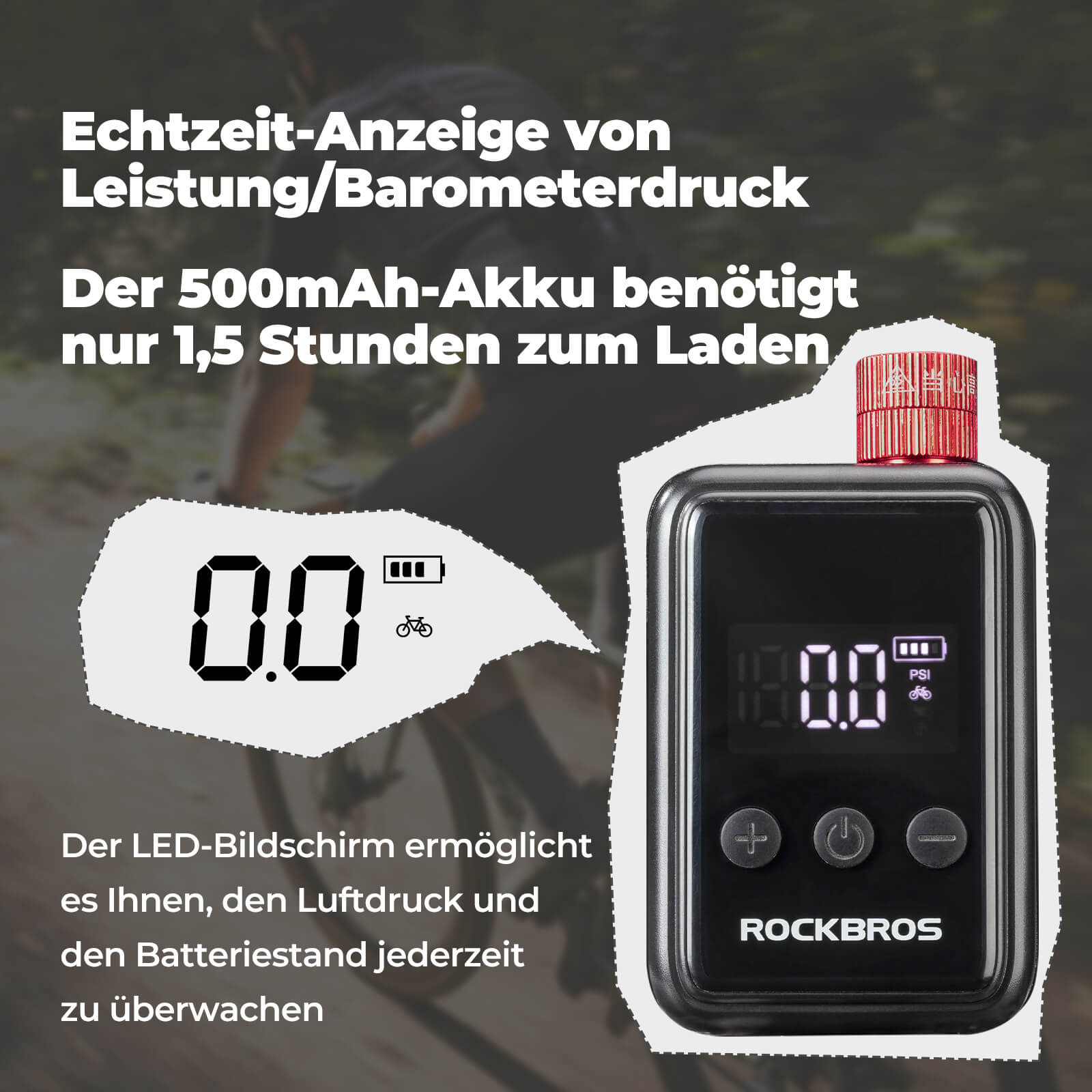 Mini Elektrische Fahrradpumpe LED-Anzeige
