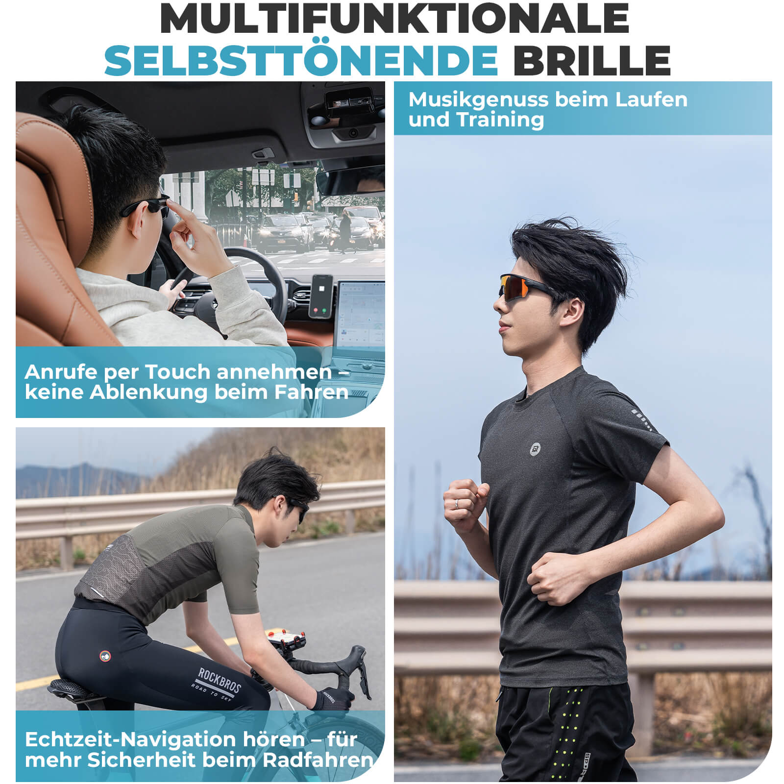 Elektronische Brille Intelligente Fahrradbrille Selbsttönend/Polarisiert