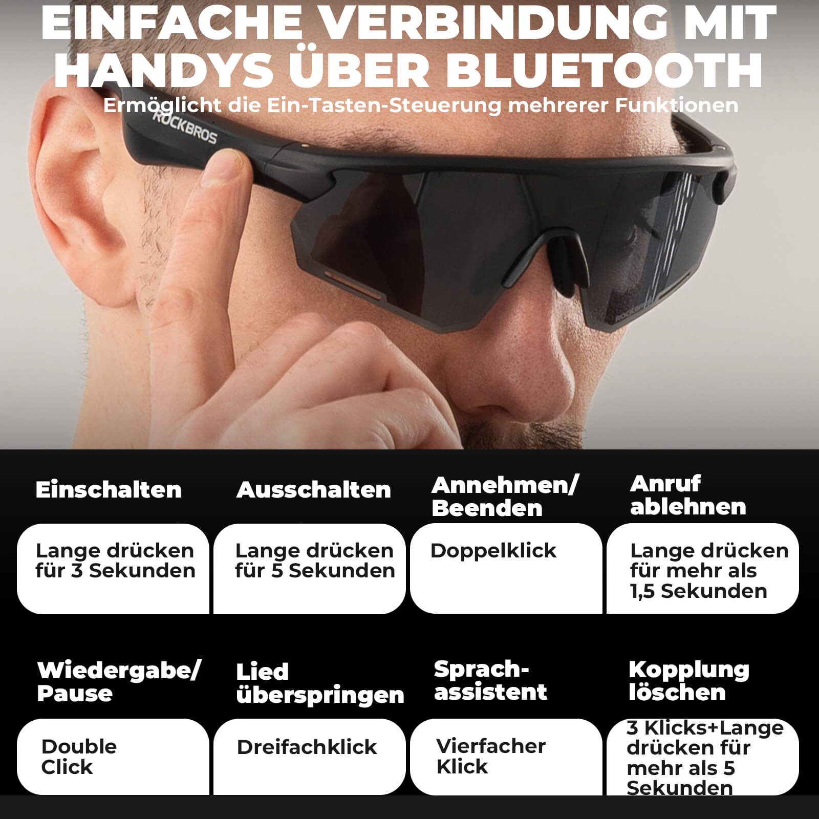 Elektronische Brille Intelligente Fahrradbrille Selbsttönend/Polarisiert