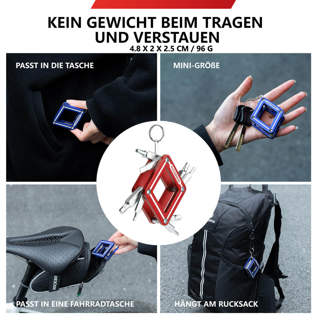 ROCKBROS Fahrrad 8 in 1 Reparatur-Werkzeug-Set Faltbares Reparaturset