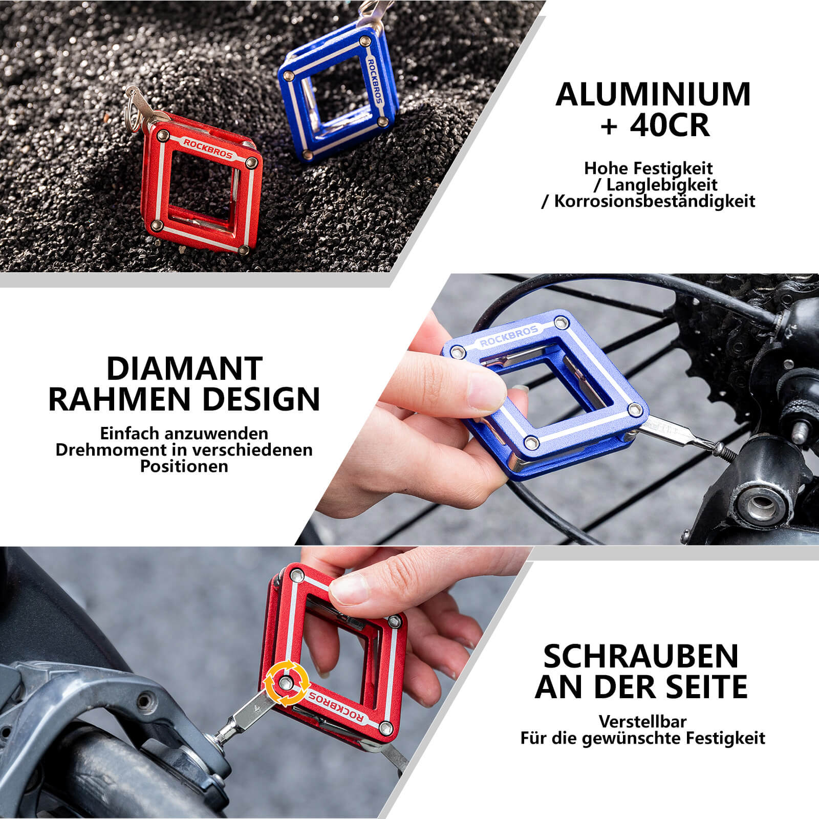 ROCKBROS Fahrrad 8 in 1 Reparatur-Werkzeug-Set Faltbares Reparaturset