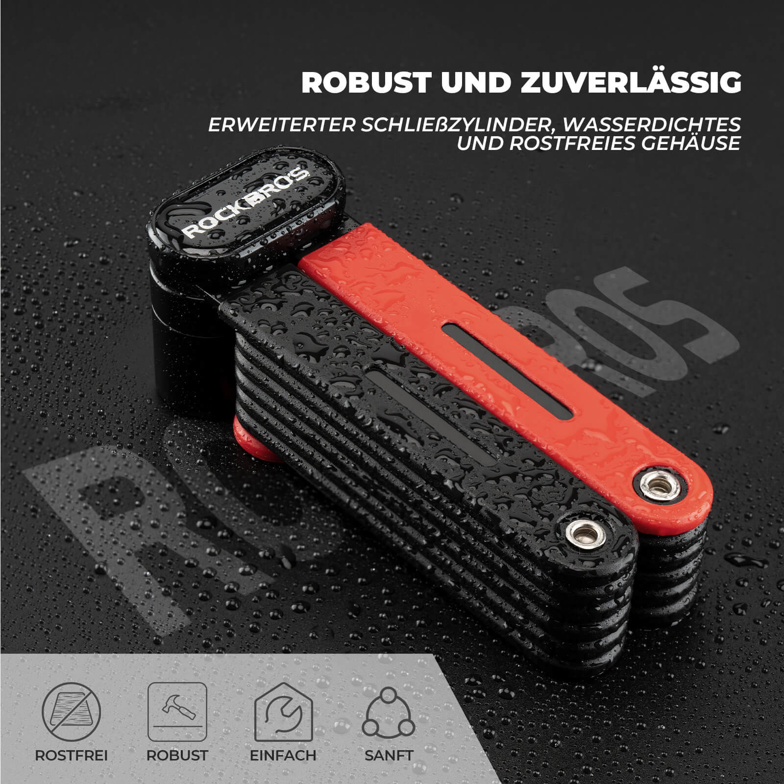 ROCKBROS Fahrrad Klapp-Fahrradschloss Robust Diebstahlschutz mit 2 Schlüsseln