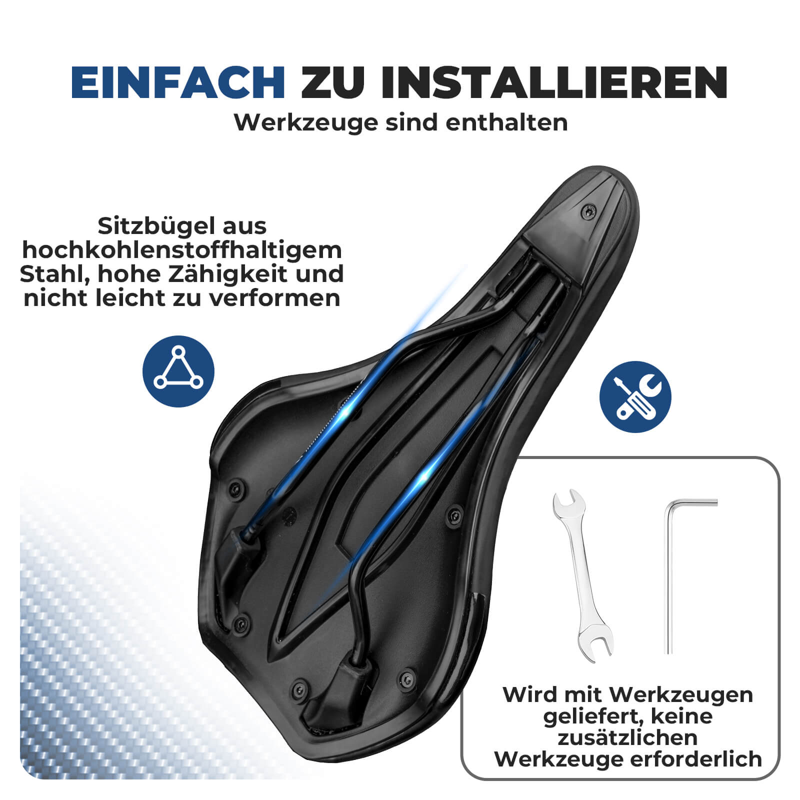 Fahrradsattel Komfortabel Gel mit überzug & Schraubenschlüssel