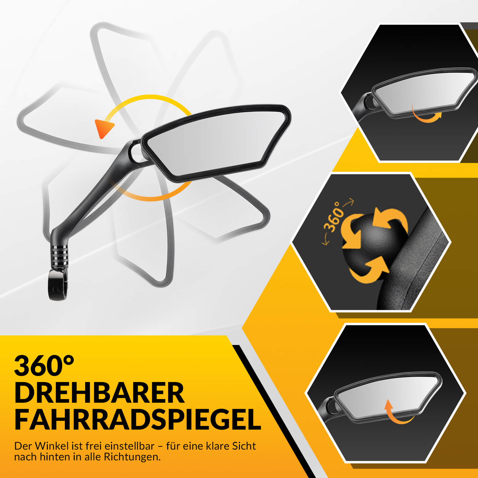 Fahrradspiegel Rückspiegel 360 ° Verstellbarer für Lenker 21-26mm