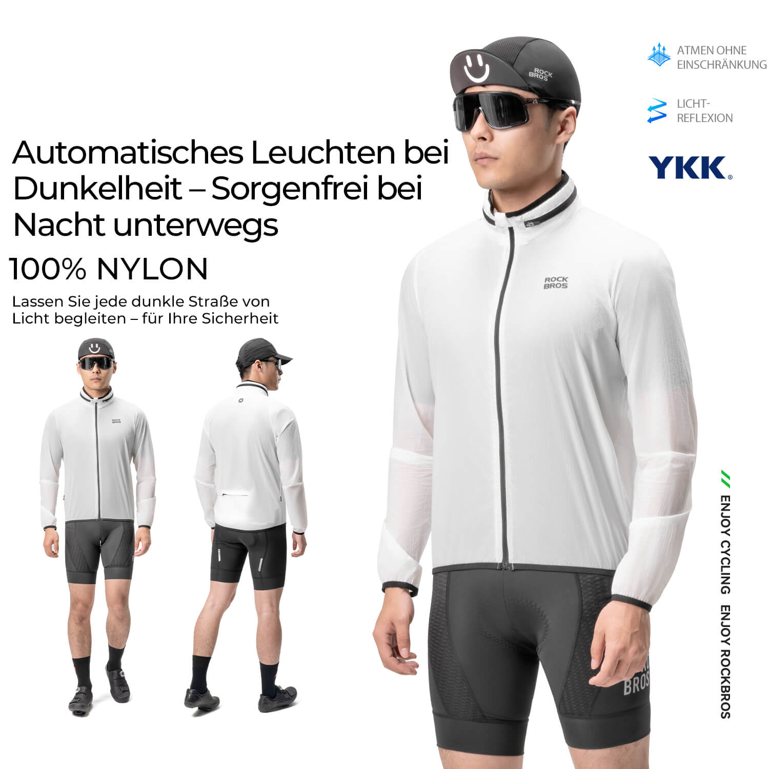 Leichte Fahrradjacke Nachleuchtend Faltbar Sommer Herren/Damen