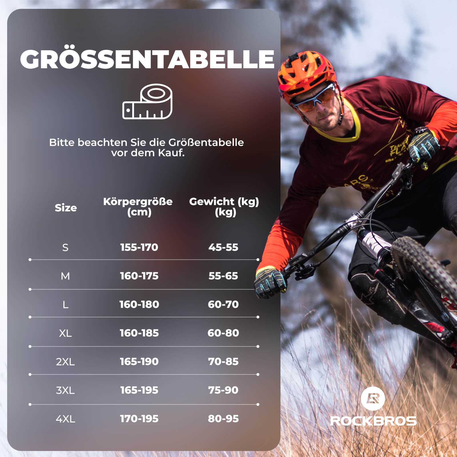 ROCKBROS Herren Fahrradhose Lang Gepolstert Elastisch Atmungsaktiv