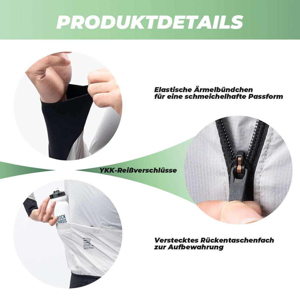 Leichte Fahrradjacke Atmungsaktiv Reflektierend Grau Herren