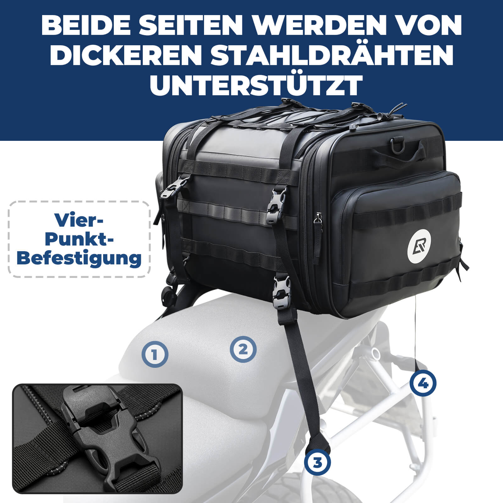 ROCKBROS Motorradtasche mit Regenshutz Gepäcktasche Reisetasche Faltbar 43-50L