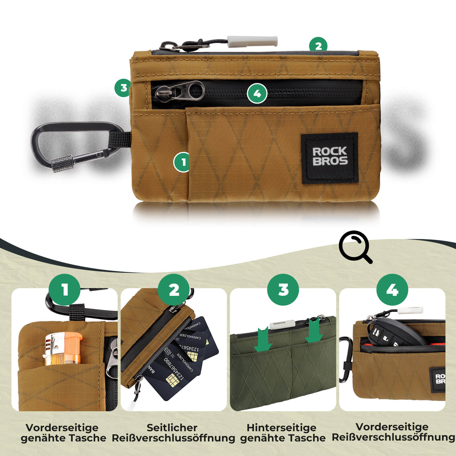 ROCKBROS Portemonnaie Geldbeutel Handytasche Tragbare mit Hängeschloss