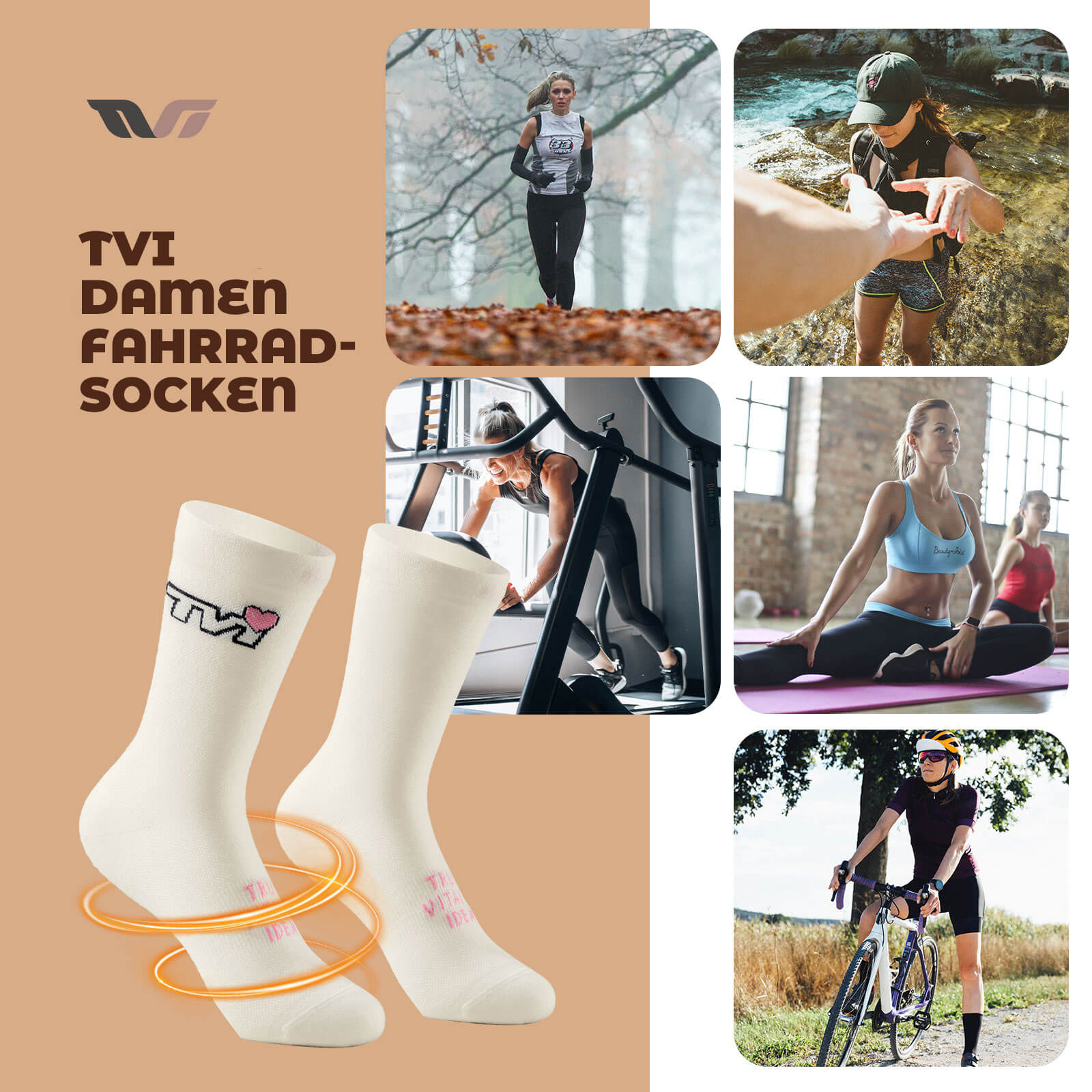ROCKBROS TVI Damen Sportsocken Atmungsaktive Fahrradsocken Winter