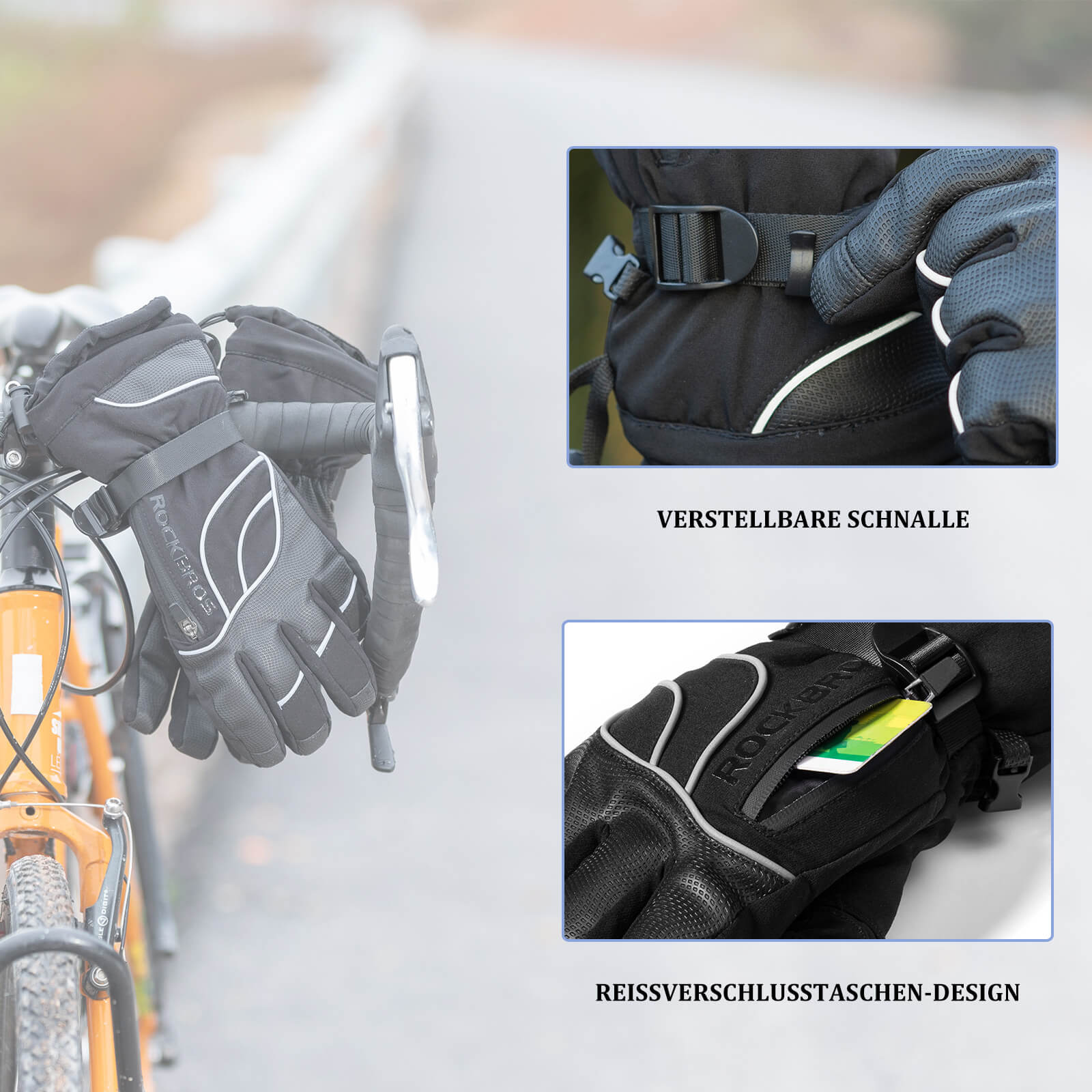 ROCKBROS Winter Handschuhe Warm Skihandschuhe Winddicht -20℃ M-XL