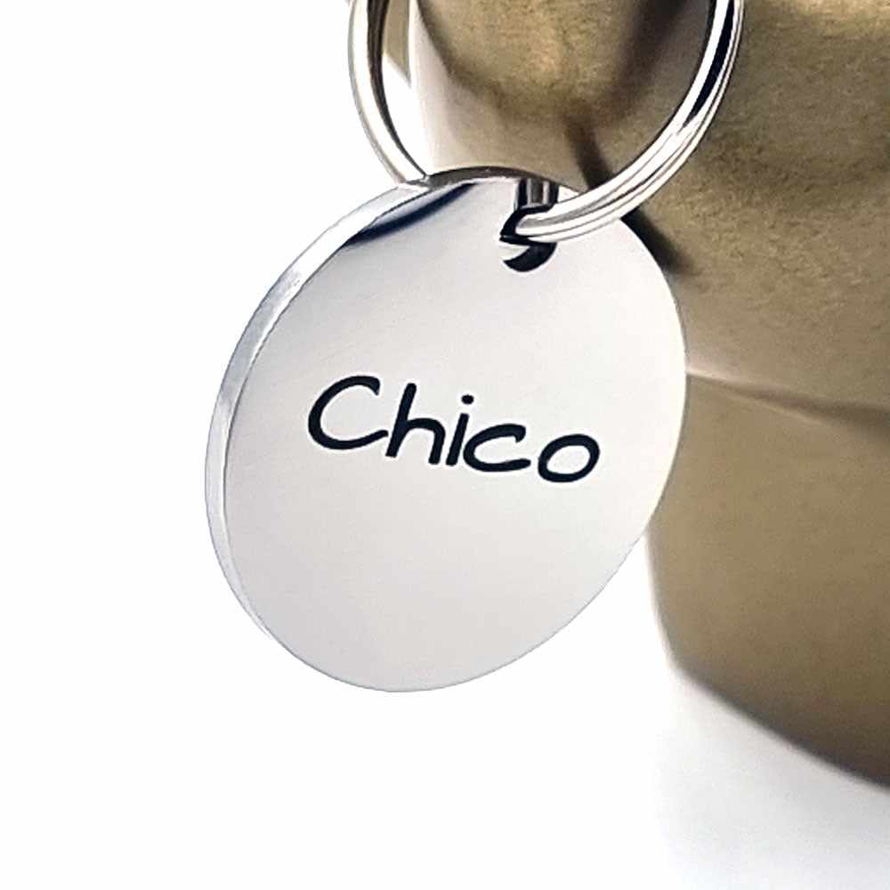 Hundemarke mit Gravur, Name und Telefon personalisiert, rund, 25mm oder 30mm in verschiedenen Farben