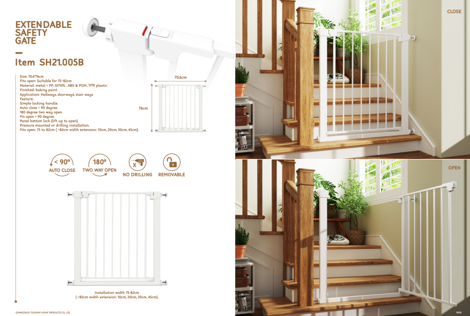 Sicherheitsgitter für Kinder & Haustiere – Türschutzgitter ohne Bohren – Metall – 74,5 cm breit